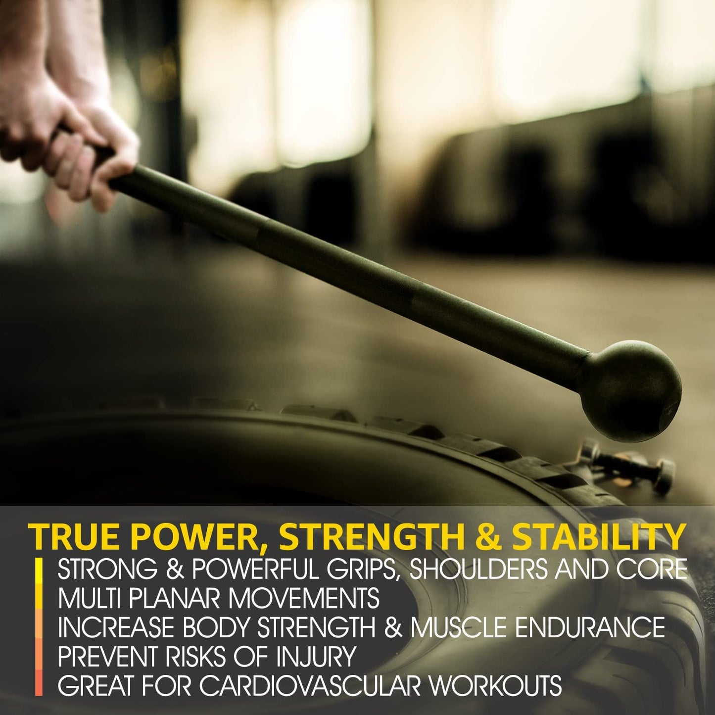 VortexFit Steel Mace Bell - 15 LB Professional Strength & Conditioning Club