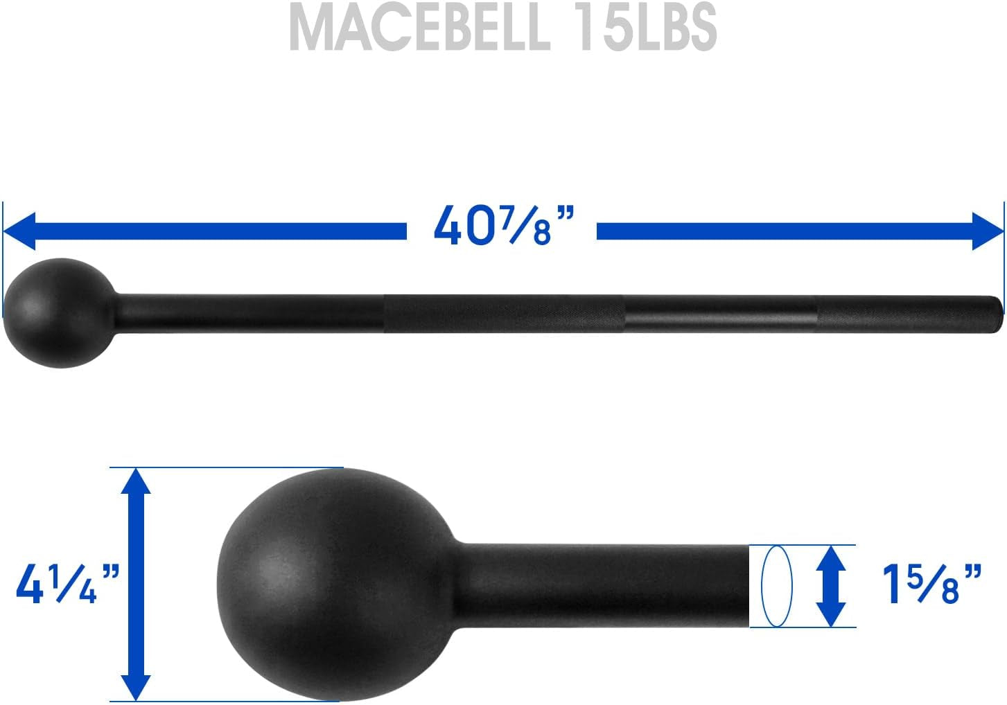 VortexFit Steel Mace Bell - 15 LB Professional Strength & Conditioning Club