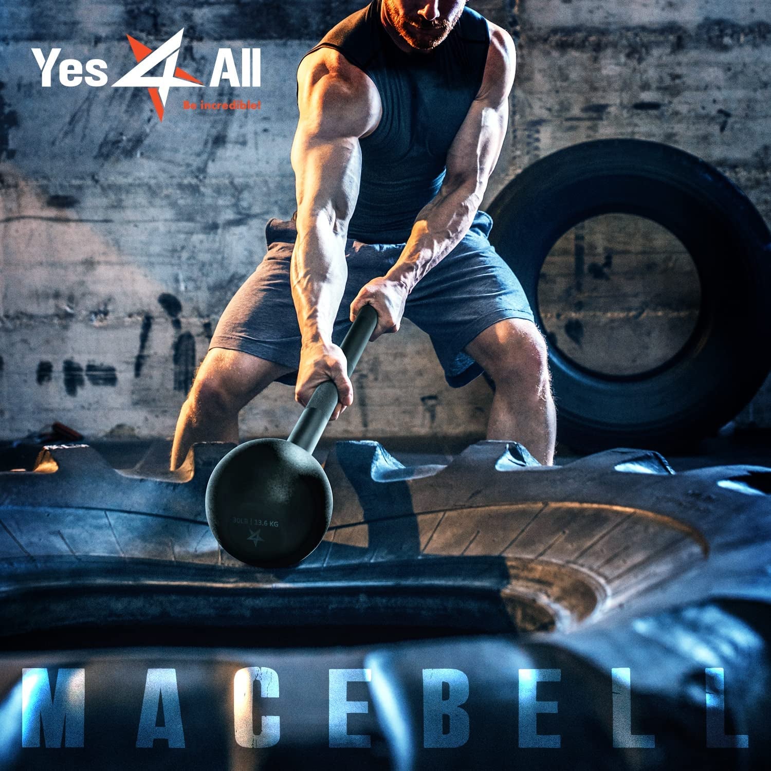 VortexFit Steel Mace Bell - 15 LB Professional Strength & Conditioning Club